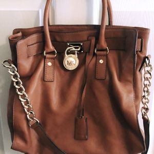 Michael Kors Brown Leather Hamilton Handbag
